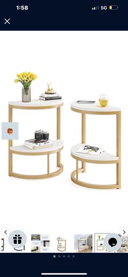 New Set Of 2 Half Round Table New In Box 