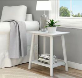 Mid-Century Modern White Wood End Table - Brand New