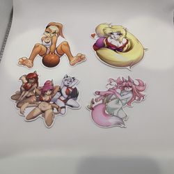 Four Fan Art Stickers by ABlueDeer Lola Bunny Minerva Mink BNA