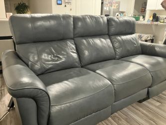 OBO Power Recliner Love Seat And Couch Set Light Blue Grey From Rooms To Go