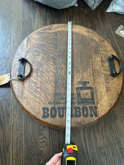 Lazy Susan type spin table decor barrel head bourbon drinks table top