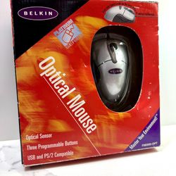 Belkin Optical Mouse USB & PS/2 Compatible – Programmable Buttons – In Box