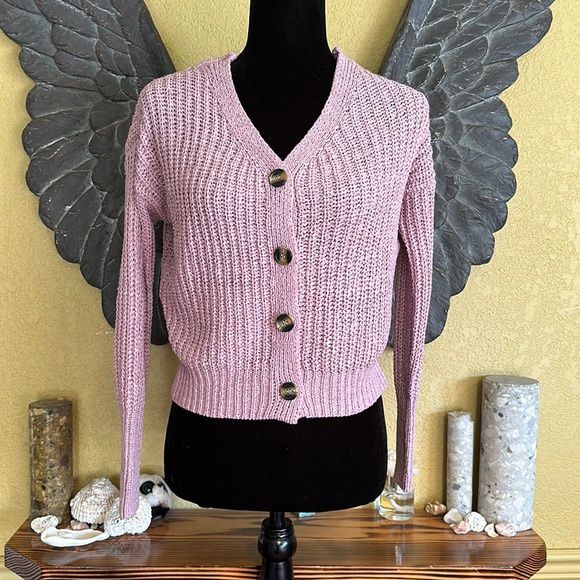 Moon & Madison Oversized Knit Crop Cardigan Sweater