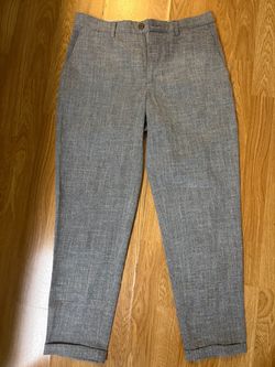 Gray Linen Blend Dress Pants