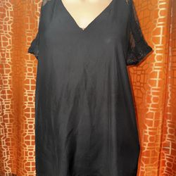Zara Black Lace Sleeve Top Size Small