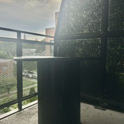 Round Black Oak Wood Outdoor Table