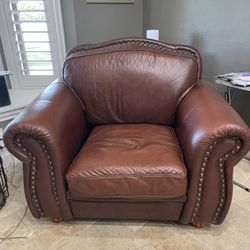 Brown Leather Sofa Chair Turner Roll Arms