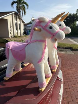 2 unicorn stuffed rocking horses diy project