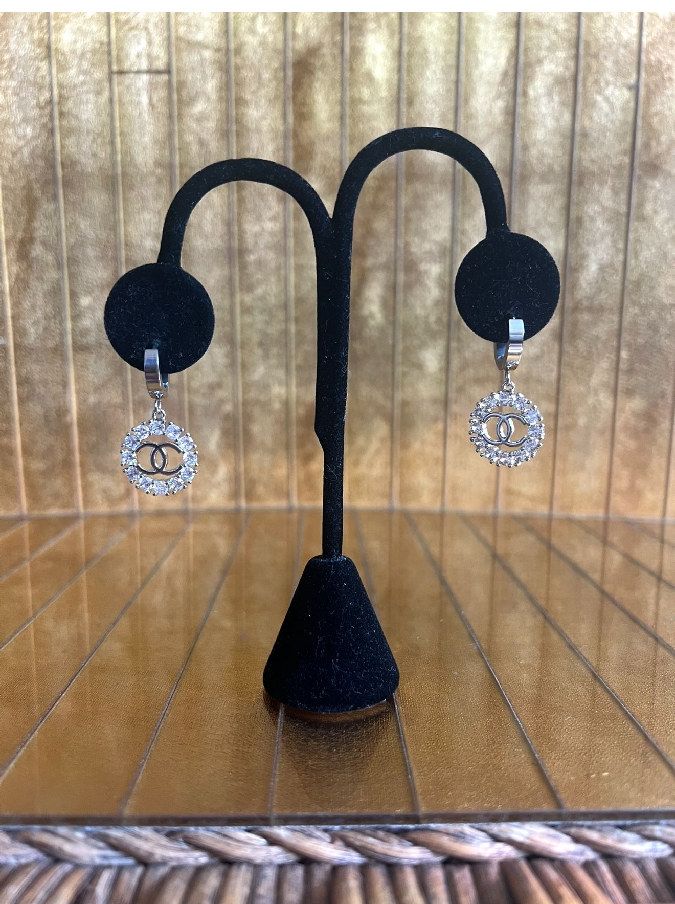 Authentic Chanel, Silver And Austrian Crystal Drop Ear