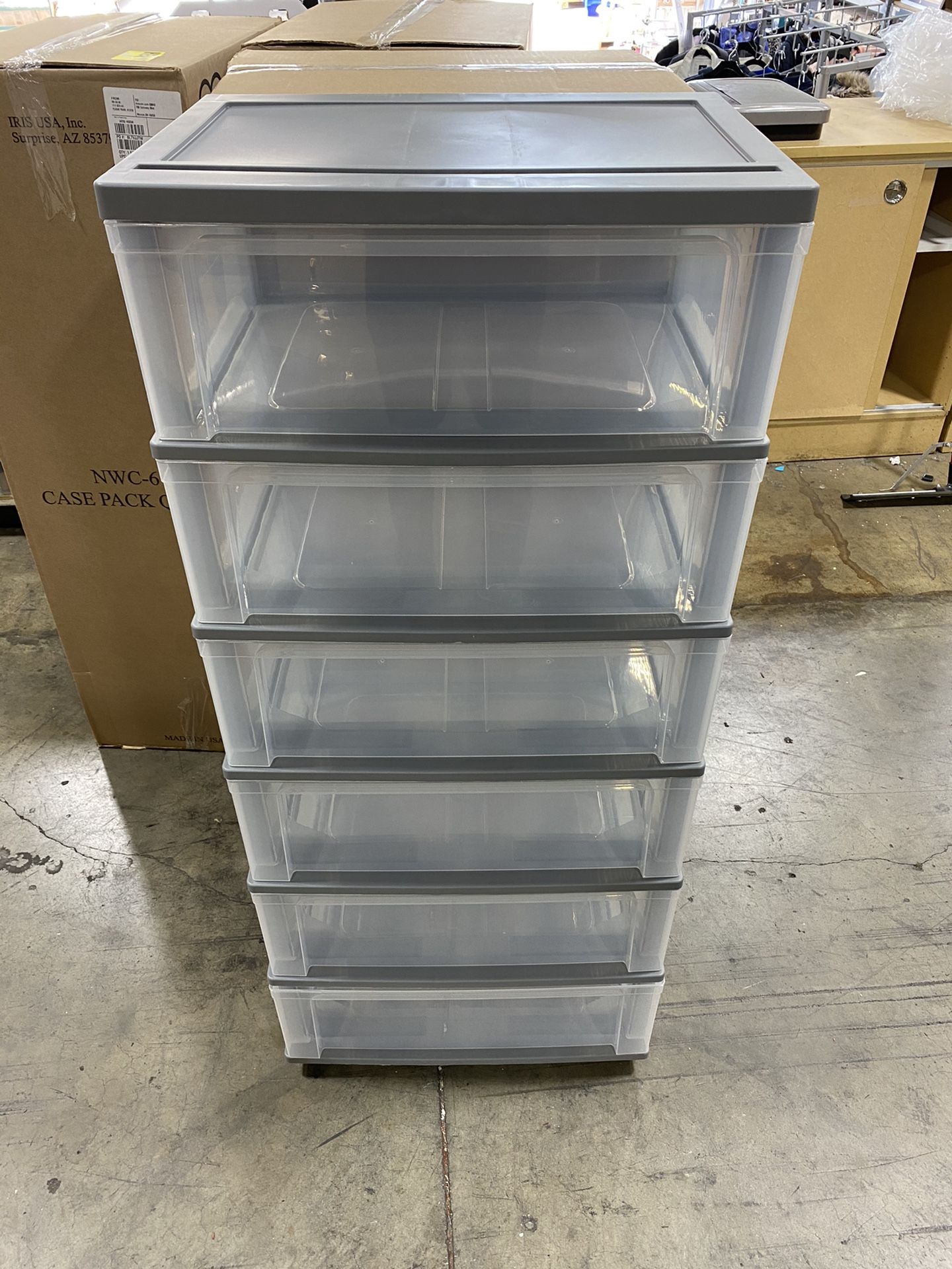 IRIS USA 110311 Wide Storage Drawer Cart, 6, Gray - NEW
