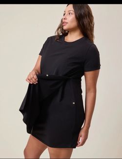 Black nursing maternity  Dress Snap Detail XL