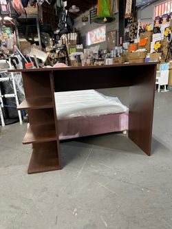 Easy 2 Go 40"W Student Desk with Bookcase, Dark Wood (WE-OF-0146-CC)