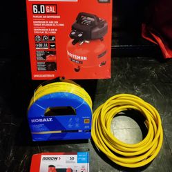 New In Box Craftsman Air Compressor..New Stapler Gun,2 Compressor Hoses