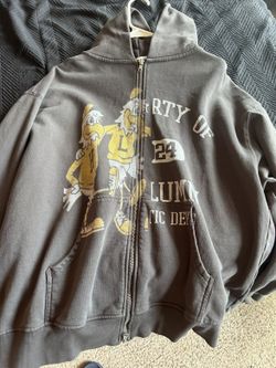 Brand new Hoodlumni athletic dept grey yellow white canary zip up size large shakawear blank