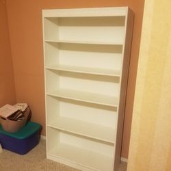 7ft Tall White Wooden Book Shelf...Super Sturdy Holds A Ton Of Books
