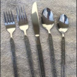 National Costellano Stainless Nasco Embossed Floral Flatware