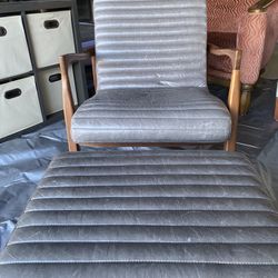 Italian Leather chair And Footrest