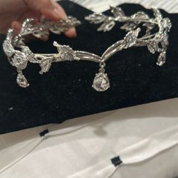 Silver Or Gold Crystal Tiara Crown, Bride, Quinceanera, Birthday, PageantHeadpiece 