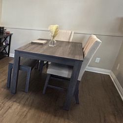 Dining table 4 chairs and bench