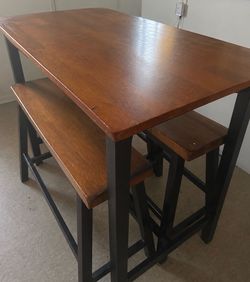 $150 Real wood table with 2 stools and bench