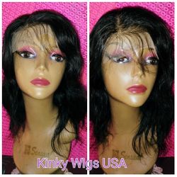 12" 100% Brazilian Virgin Body Wave Glueless Human Hair Wig 