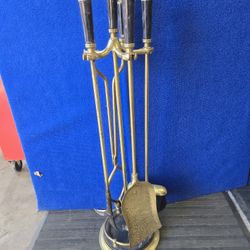 Vintage Brass Fireplace Tool Set