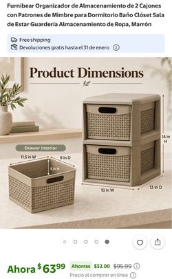 2-Drawer Storage Organizer with Wicker Patterns