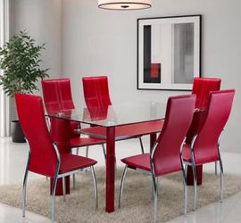 Brand new red dining room table set