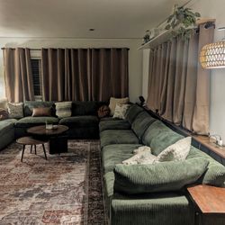 Oversized Sage Green Cordoroy Sectional Sofa