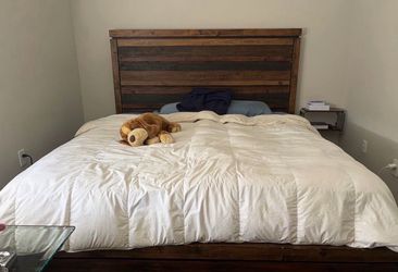 King Size Bed Frame - Small Wall Mounted Night Stand - Without Mattress