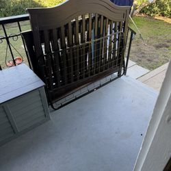 Dark Brown Baby Crib Convertible Toddler Bed FREE