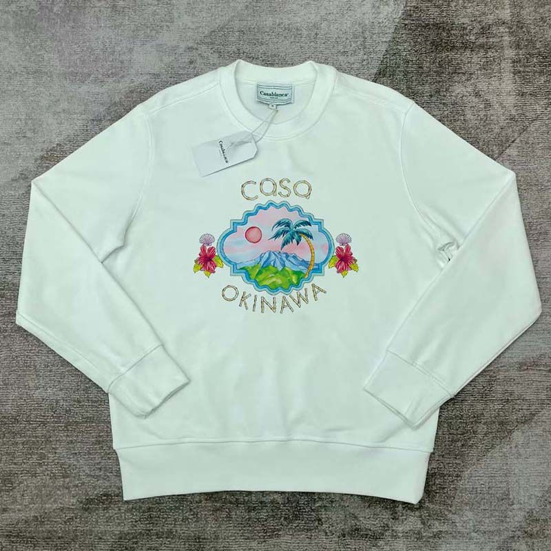 Casablanca Casa Okinawa Long Sleeve Sweatshirt White 