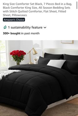COZYLUX new 7 PCS black king comforter set