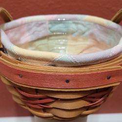 Authentic LONGABERGER Handwoven Basket With Plastic & Fabric Liner $15 FIRM. 