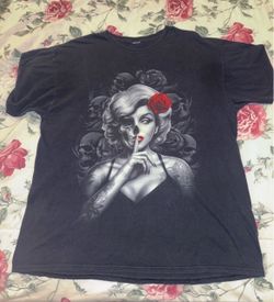 Men's Skull Rose Marilyn Monroe GMen's Skull Rose Graphic T-Shirt Preowned XL