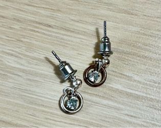 Silver Crystal Drop Dangle Earrings - Pierced Post