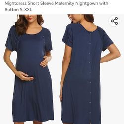Maternity Night Gown Navy Blue
