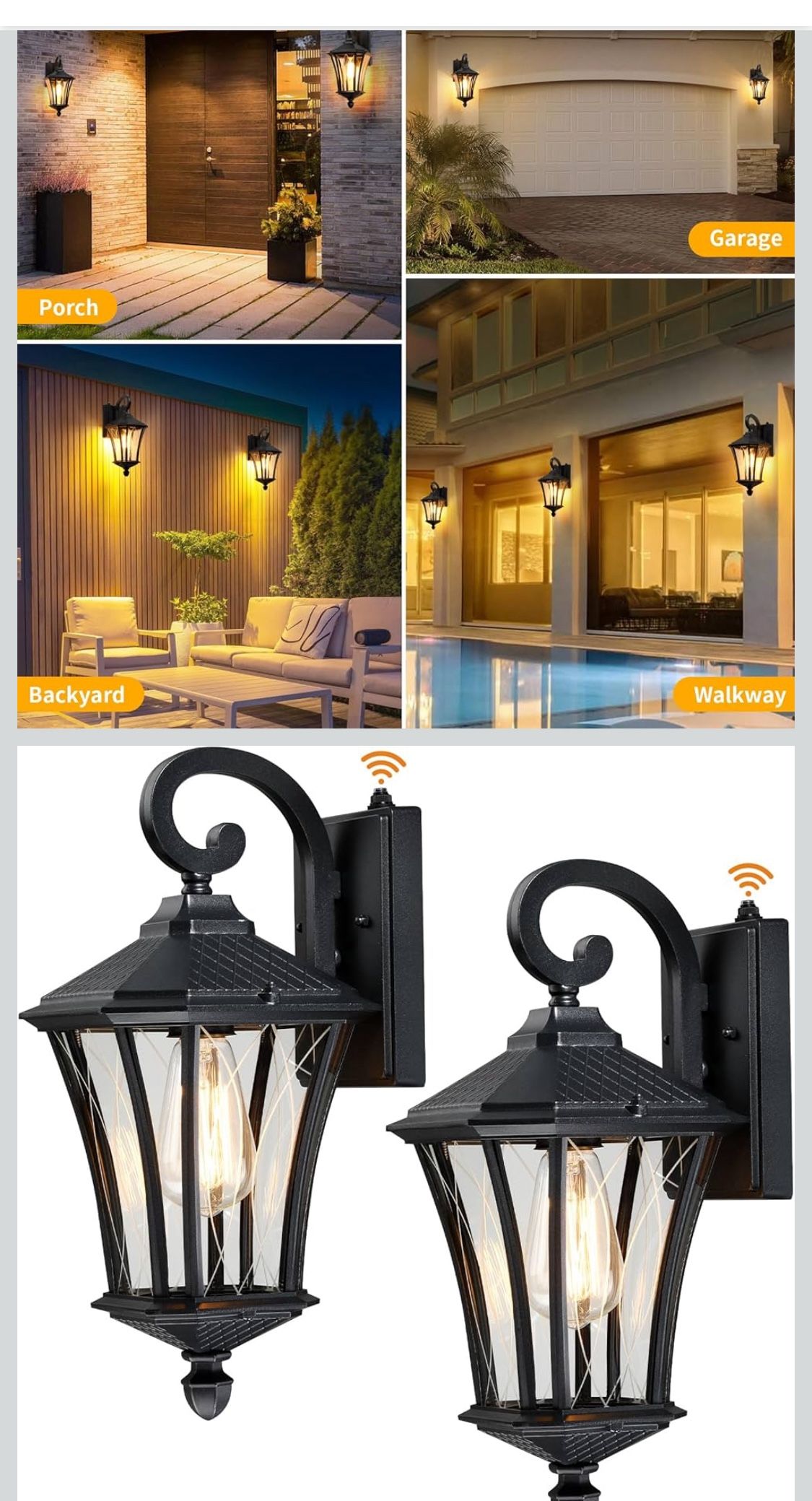 2 Pack Dusk to Dawn Outdoor Light Fixture Wall Mount Porch Lights Weather Resistant Exterior Sconce Light, Waterproof Wall Lantern for Porch, Garage,