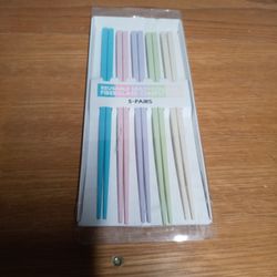 5 Pairs Of Multi-colored Fiberglass Chopsticks Pastel Colors, Never Been Used
