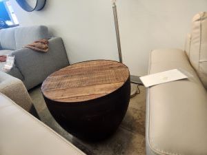 Round wood end table