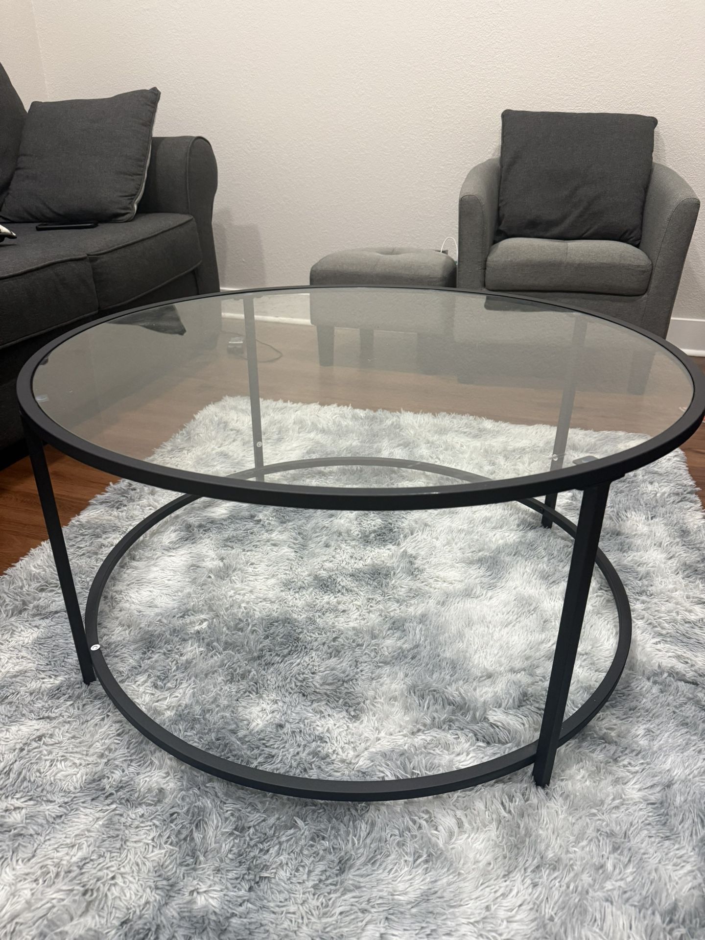 Glass Top Steel Coffee Table
