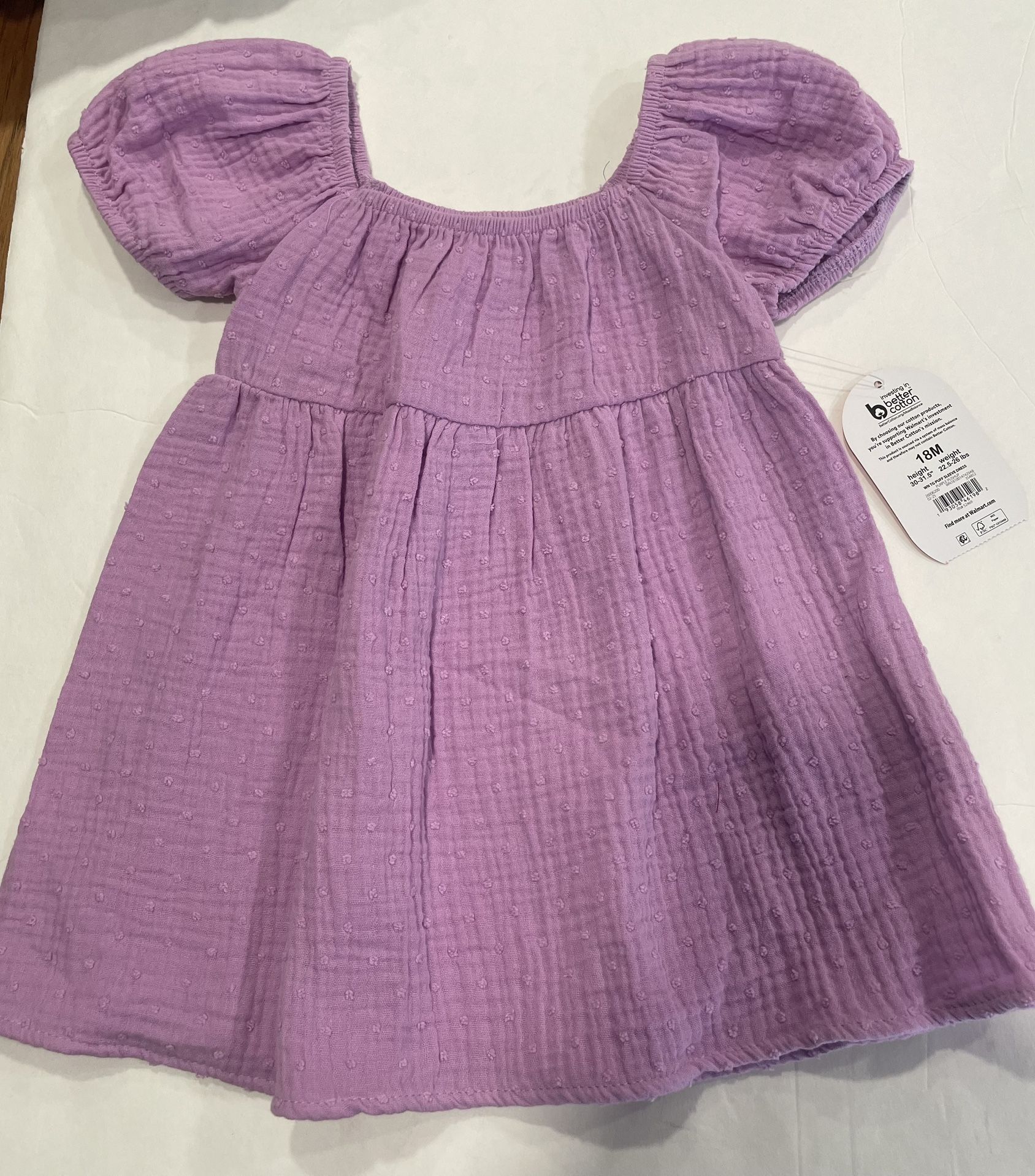 New ~ Girls Toddler @puffer Sleeve Dress (Size: 18 Months)
