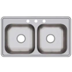 Elkay Dayton 33 x 19 in. Drop-In Kitchen Sink with Stainless Steel Double Bowl