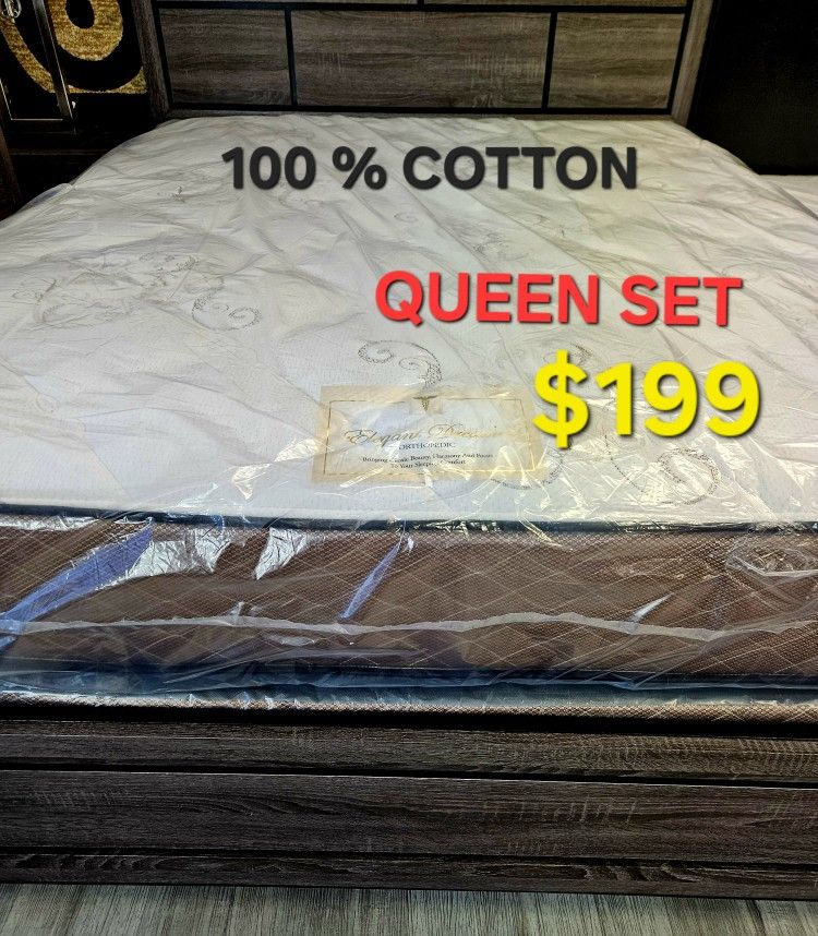 ORTHOPEDIC  !!! QUEEN SET $199 __ MATTRESS AND BOX SPRING