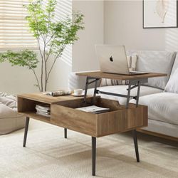 Coffee Table Lift Top Coffee Table 39", Modern Adjustable Rising Center Table with Hidden Compartment for Livingroom