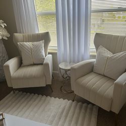 2 Cream Accent Chairs 