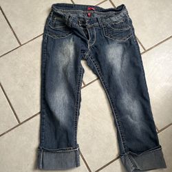 Vintage Bongo Cuffed Capri Jeans  Size 13 Dark Wash Denim Pants