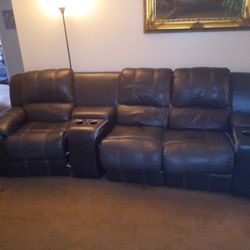 Black Leather Recliner Sofa