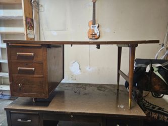 Vintage Wood Desk with Drawers