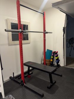 Squat rack with bench